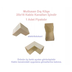 MUTLUSAN 25x16 Kablo Kanalı DIŞ Köşe Plastik Beyaz