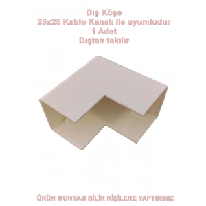 MUTLUSAN 25x25 Kablo Kanalı DIŞ Köşe Plastik Beyaz