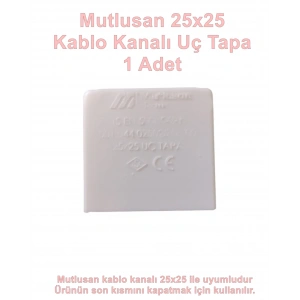 MUTLUSAN 25x25 Kablo Kanalı Uç Tapa Sonlandırma Kapağı Plastik Beyaz