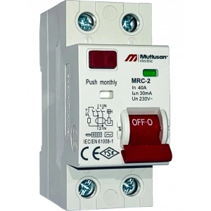 MUTLUSAN 2x40A 30mA AC Tip 1 Faz Monofaze Kaçak Koruma Rolesi