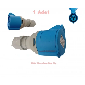 MUTLUSAN 3x32A CEE Norm Monofaze Seyyar Uzatma Prizi 2P+T IP44 (MUT-320 220v Volt Sanayi Tip Dişi Fiş)