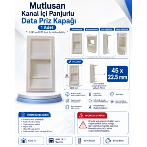 MUTLUSAN 45x22.5 Kanal İçi Panjurlu Data Priz Kapağı / Telefon Kapağı (RJ-11 / RJ-45 Keystone Jack İçin Uygundur)