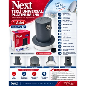 NEXT YE-101 1li Platinum Tekli LNB 0.1dB Full HD 4K Universal LNBF (Birli Elenbi) Kaliteli