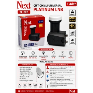 NEXT YE-202 2li Platinum Çiftli LNB 0.1dB Full HD 4K Universal LNBF (İkili Elenbi) Kaliteli