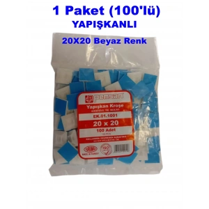 PEMSAN Yapışkan Kare Kroşe 20x20 BEYAZ (100lü Paket)