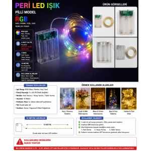 Peri Led RGB 10mt Pilli Süsleme Ledi (10 Metrelik Piller Hariç )