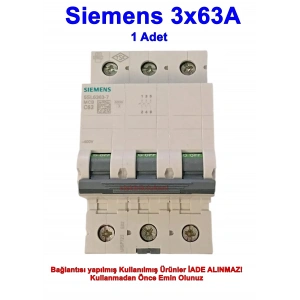 SİEMENS 3x63A 6kA C Trifaze Üç Fazlı  Otomat Sanayi Tip Sigorta K-Otomat