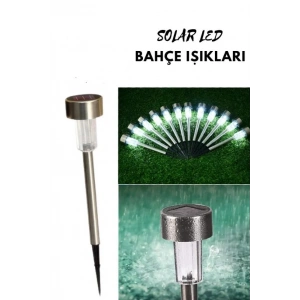 Solar Güneş Enerjili 10x1watt 10lu Paket Çim Kazıklı Set Bahçe Aplik Fener BEYAZ Işık 6500K IP44
