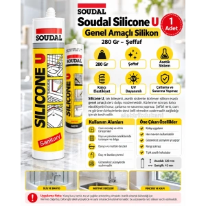 SOUDAL Şeffaf Slikon 280gr Genel Amaçlı Silikon Transparent