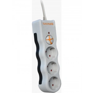 TUNÇMATİK Şok Akım Korumalı Üçlü Grup Priz 3Lü 1.5Mt Kablolu Anahtarlı (Üçlü 1.5 Metre)