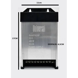 GEM 12v Dc  33.3A 400w Yağmur Korumalı Led Trafosu 12 Volt 33.3 Amper IP61 (Tam Değer Güç Şerit Led Tabela ve Kamera vs)