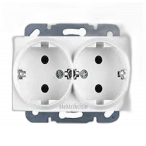 VİKO Karre BEYAZ Sıva Altı İkili Topraklı Priz (Çerçevesiz)