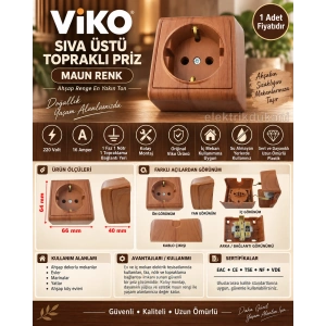 VİKO Vera MAUN Sıva Üstü Tekli Topraklı Priz 220v IP20