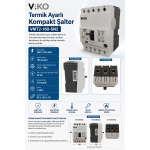 VİKO VMT2-160  3x160A Ayarlı Termik Kompakt Şalter 35k