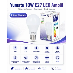 YUMATU 10w Led Ampul E-27 Duylu 6500k Beyaz Işık