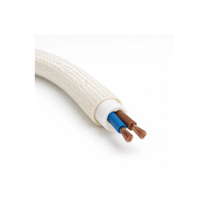 Dekoratif Kumaş Aydınlatma Elektrik Kablosu (2x0,50 TTR) (Ekru) 1 Metre