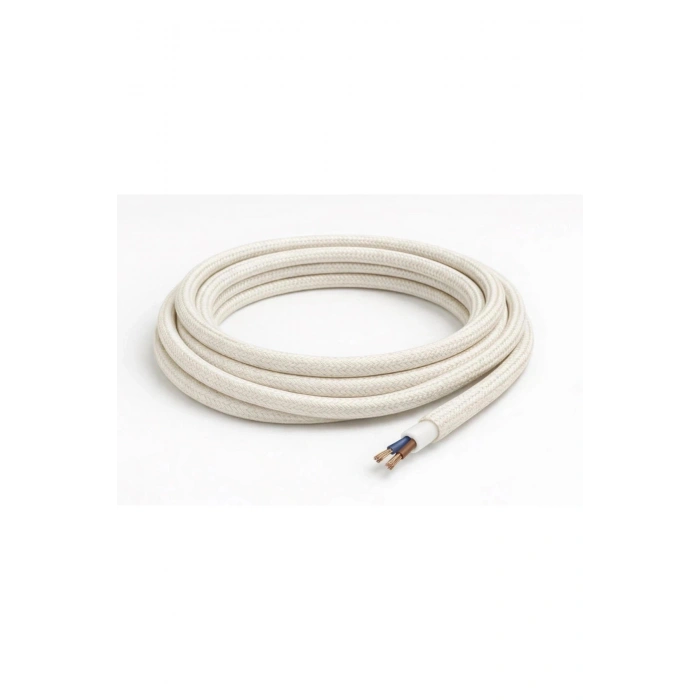 Dekoratif Kumaş Aydınlatma Elektrik Kablosu (2x0,50 TTR) (Ekru) 1 Metre