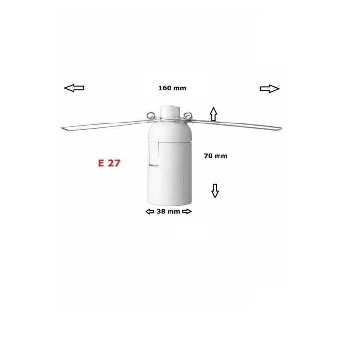 Şeffaf Kablolu E27 Yaylı Beyaz Duylu, 2 Metre Arapuarlı (2X0,50) 65W