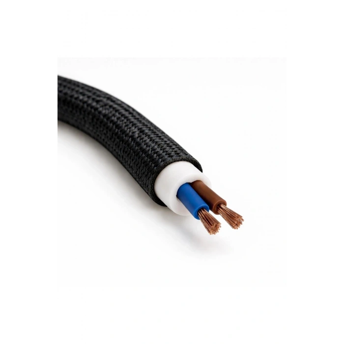 Dekoratif Kumaş Aydınlatma Elektrik Kablosu (2x0,50 TTR) (Siyah) 1 Metre