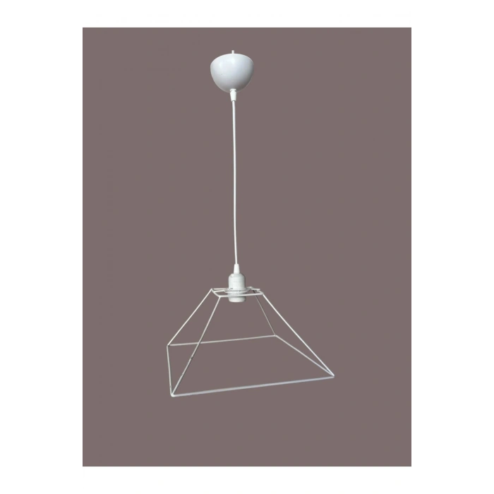 Kare Avize Teli , İskeleti (30x15 Cm) Beyaz Statik Boyalı (Duy Takımı Dahil)