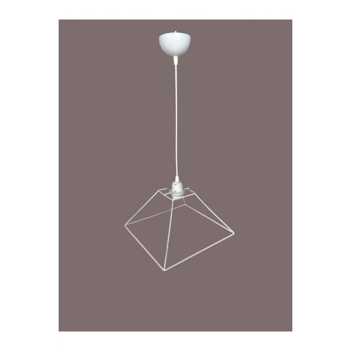 Kare Avize Teli , İskeleti (30x15 Cm) Beyaz Statik Boyalı (Duy Takımı Dahil)