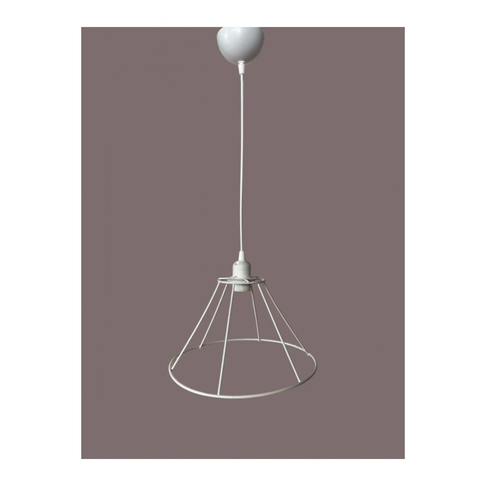 Konik Avize Teli , İskeleti (Uzun Boy 30x18 Cm) Beyaz Statik Boyalı (Duy Takımı Dahil)