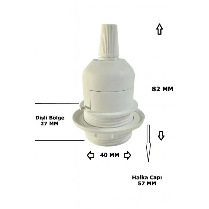 Şeffaf Kablolu E27 Beyaz Duylu, 4 Metre Arapuarlı (Aç Kapat Anahtar) (2X0,50) 65W