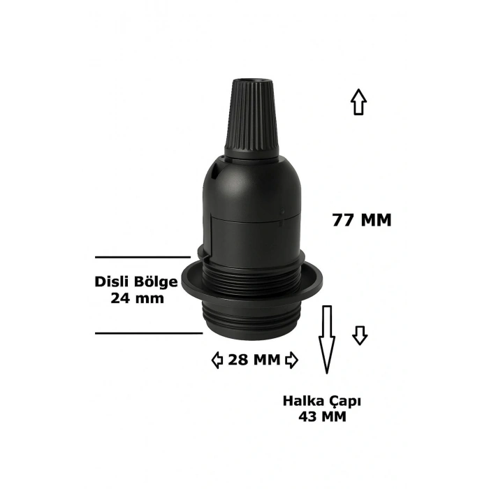 E14 Duylu 3 Metre Yerpuarlı (AÇ KAPAT ANAHTAR) Fişli Seyyar (2X0,50) (SİYAH)