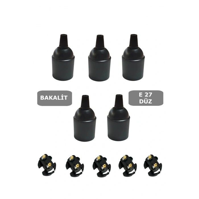 İtalyan E27 Duy - Vidalı Düz Duy (Bakalit) (250V 4A) 5 Adet