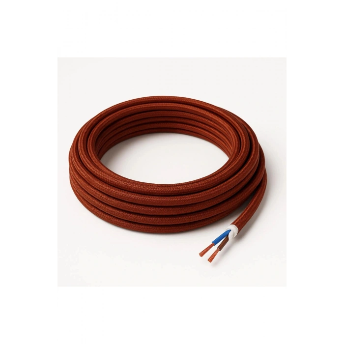 Dekoratif Kumaş Aydınlatma Elektrik Kablosu (2x0,50 TTR) (Simli Bakır) 1 Metre