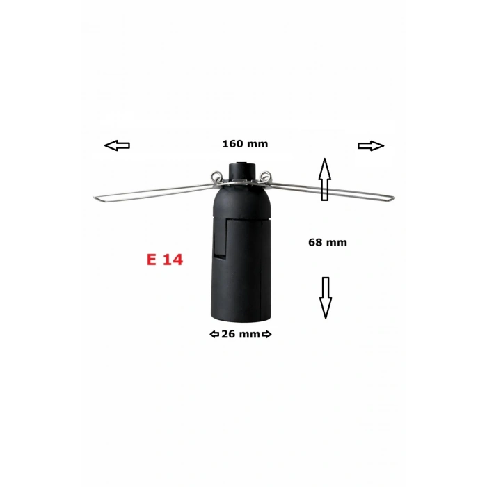 E14 Duylu 4 Metre Arapuarlı, Tuz Lambası Duyu Yaylı (2X0,50) (Siyah) 65W