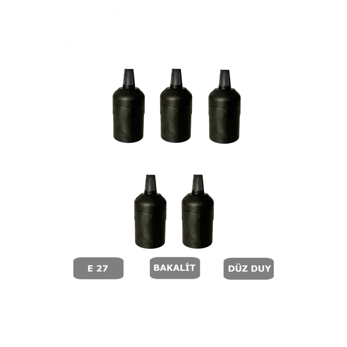 İtalyan Tip E27 Duy Vidasız Geçmeli Düz Bakalit Siyah (250V-4A) 5 Adet