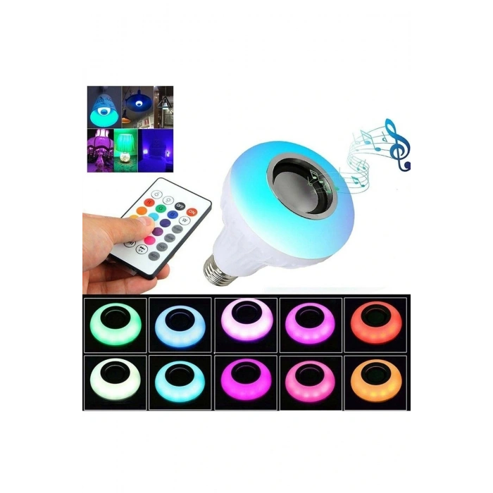RGB Bluetooth Hoparlörlü Led Ampul 500 Lümen E27 Kumandalı