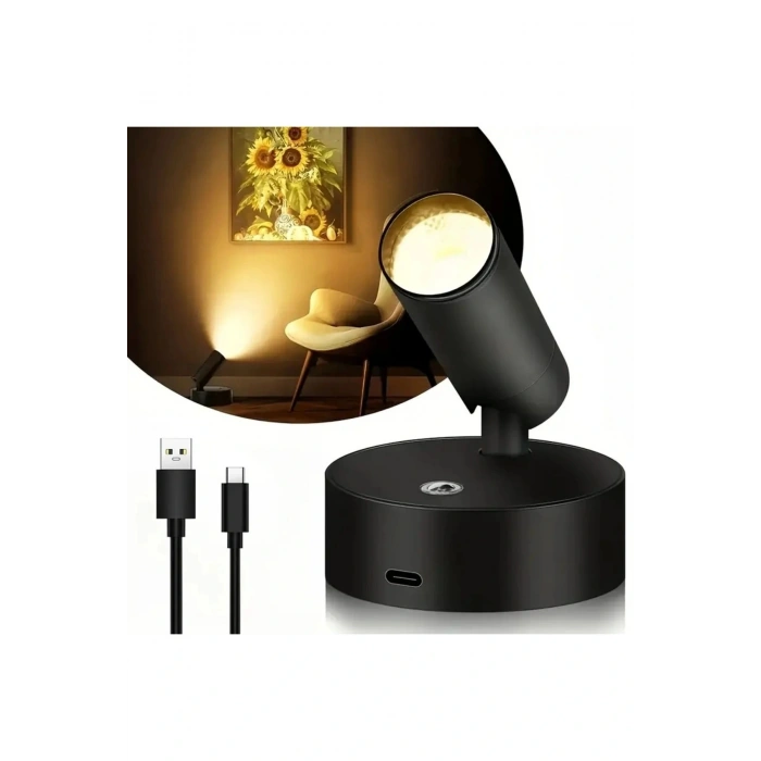 Dokunmatik Şarjlı Led Aplik Yönlendirilebilir (Usb Type C Şarjlı) 3 Mod Renkli, Dimmerli
