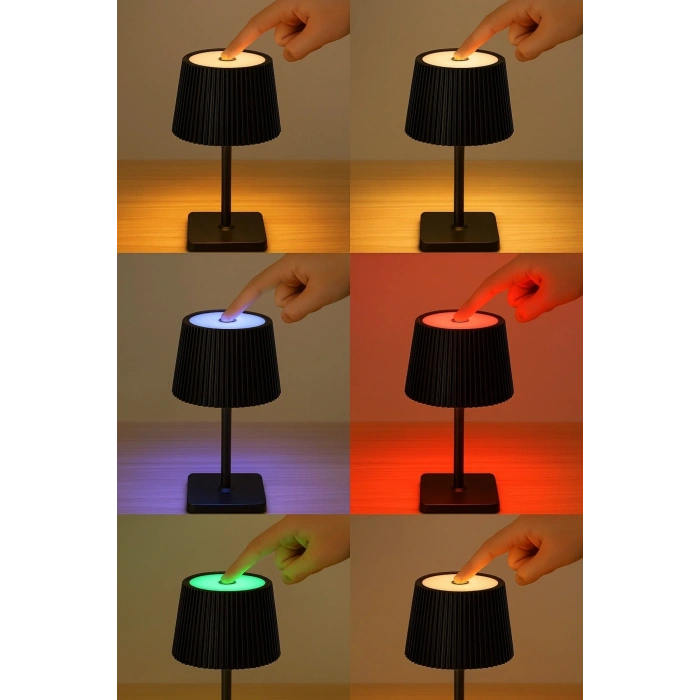Dokunmatik Dimerli, Şarjlı Masa Lambası RGB Renk Modlu (1 Adet)