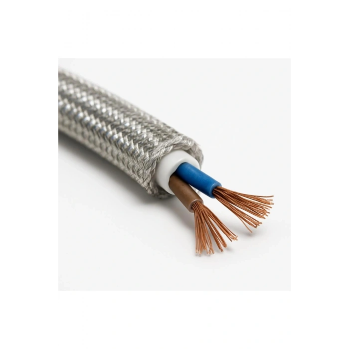 Dekoratif Kumaş Aydınlatma Elektrik Kablosu (2x0,50 TTR) (Simli Gümüş) 1 Metre