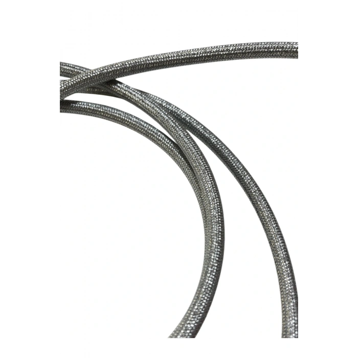 Dekoratif Kumaş Aydınlatma Elektrik Kablosu (2x0,50 TTR) (Simli Gümüş) 1 Metre