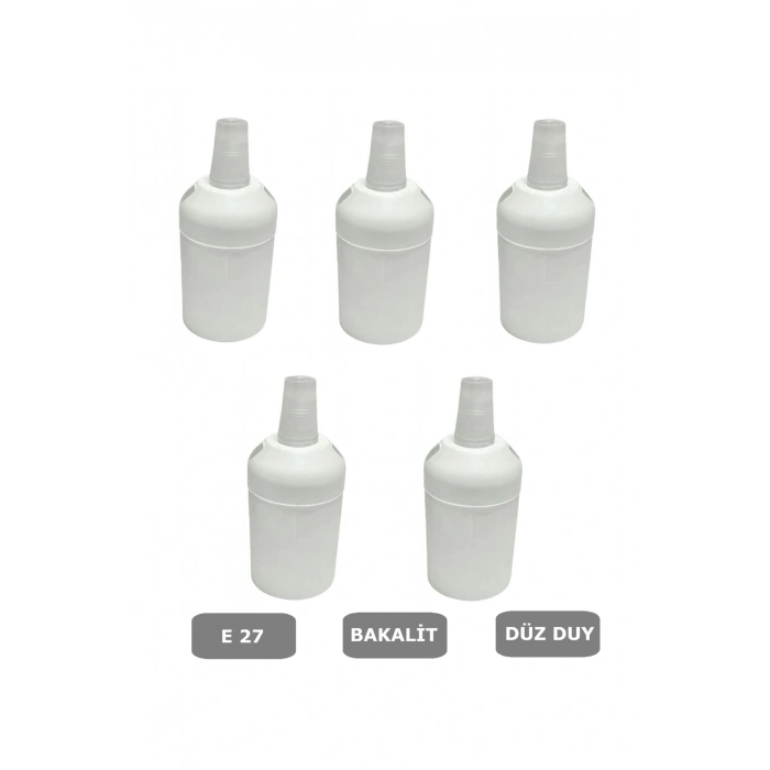 İtalyan Tip E27 Duy Vidasız Geçmeli Düz Bakalit Beyaz (250V-4A) 5 Adet