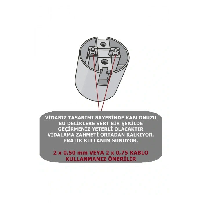 İtalyan Tip E27 Duy Vidasız Geçmeli Düz Bakalit Beyaz (250V-4A) 5 Adet