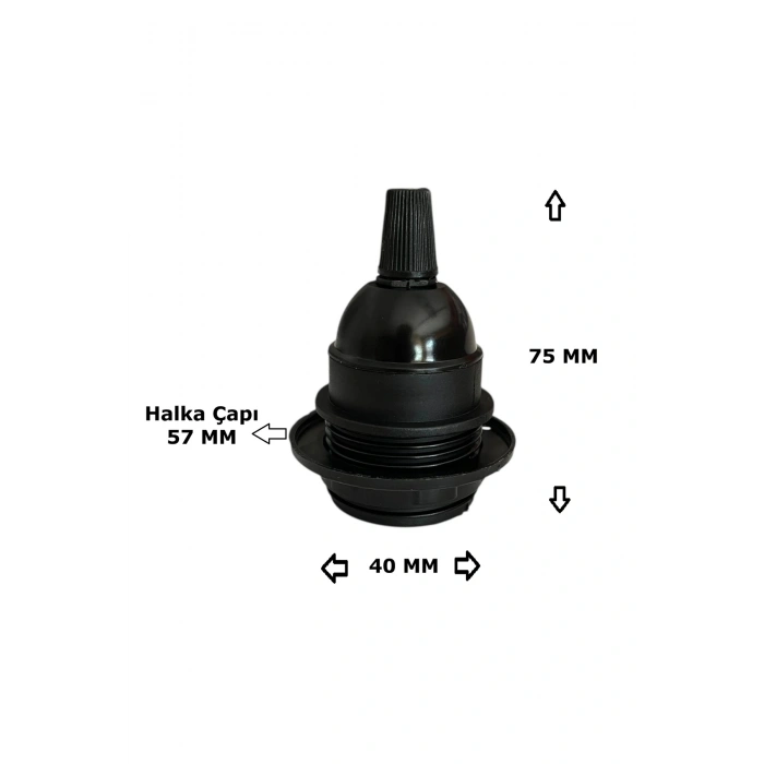 İtalyan E27 Duy Vidalı Yarım Diş Avize, Abajur, Ağaç Feneri Duyu Halkalı (250V-4A)(Bakalit) 5 Adet