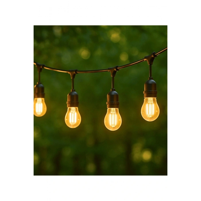 Sıralı Bahçe Duyu 5 Metre Kablolu 5 Duy E27 Su Geçirmez Dış Mekan, Eklenebilir Fişli Kullanıma Hazır