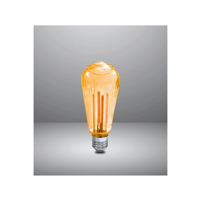 Çizgili Armut Tasarım E27 Rustik Ampul Vintage Amber 2700K (4,5W - 500 Lümen)-(KIRILMAZ PLASTİK GÖVD