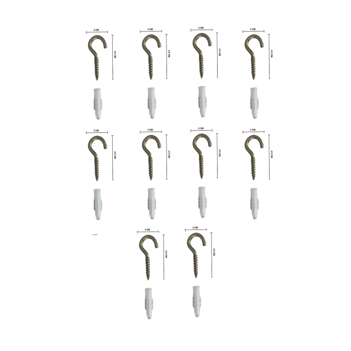 Piton Kanca Açık 20x80 (Boyut 20mm* 45mm) (Avize Tavan Bağlantısı, File Gerdirme vs. için) 10 adet