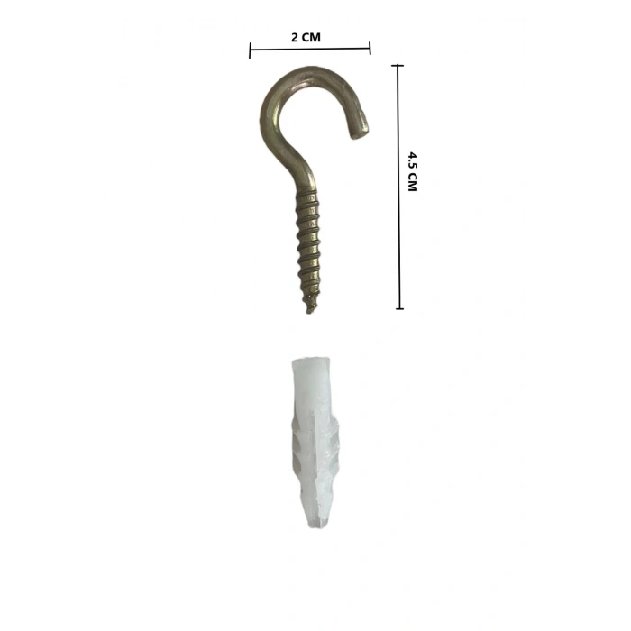 Piton Kanca Açık 20x80 (Boyut 20mm* 45mm) (Avize Tavan Bağlantısı, File Gerdirme vs. için) 10 adet