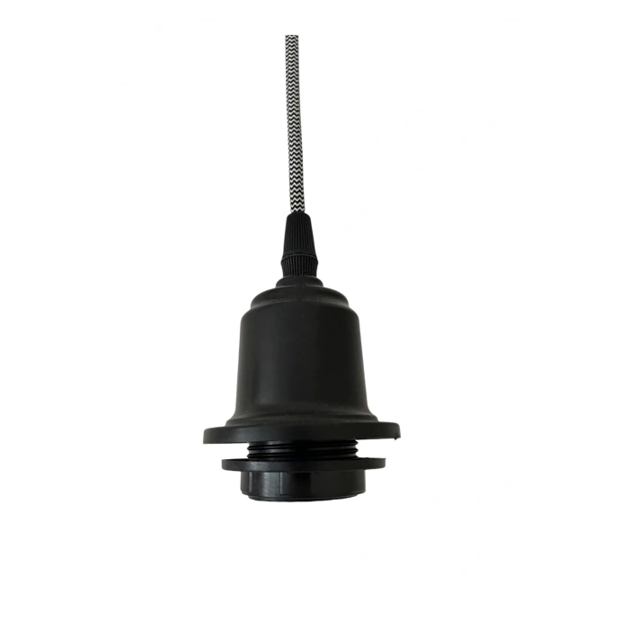 Sarkıt Lale Duy - Zigzag Kumaş Kablo - E27 Avize Başlık Duyu - Kablo 70cm Plastik