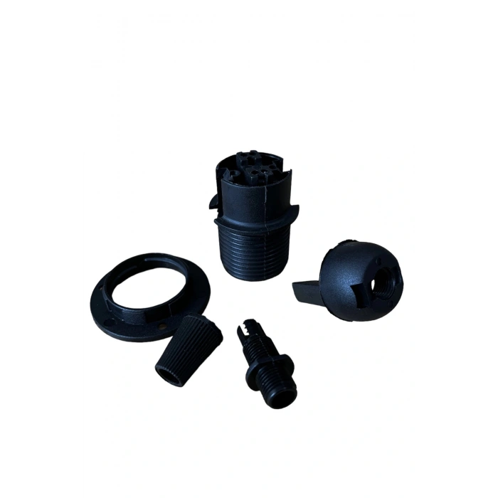 Italyan E14 Duy (MİNİ DUY) Bakalit Geçmeli Yarım Diş Siyah (250V-2A) 5 Adet