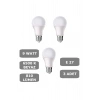 9W E27 Led Ampul 6500K Beyaz Işık (810 Lümen) (3 Adet)
