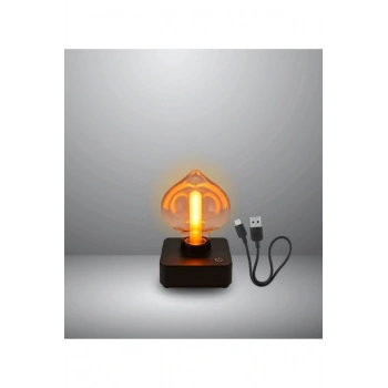 Alevli Dokunmatik Masa Lambası Type C Bağlantılı Mini Şarjlı Gece Lambası (Dimmerli)