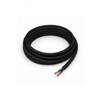 Dekoratif Kumaş Aydınlatma Elektrik Kablosu (2x0,50 TTR) (Siyah) 1 Metre