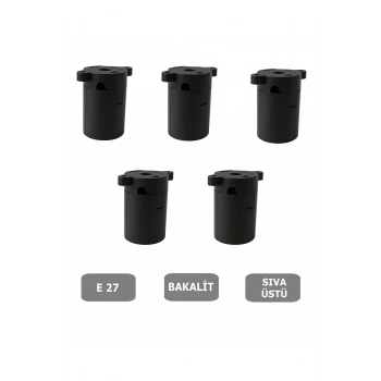 Sıva Üstü Duy E27 Vidasız Geçmeli Donanma Duyu Bakalit Siyah (250V-4A) 5 Adet